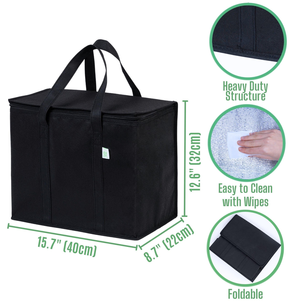 VENO collapsible grocery bags fold flat for easy storage and transport.
