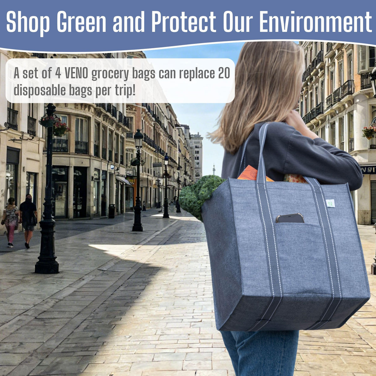 VENO promotes sustainability by replacing disposable bags.