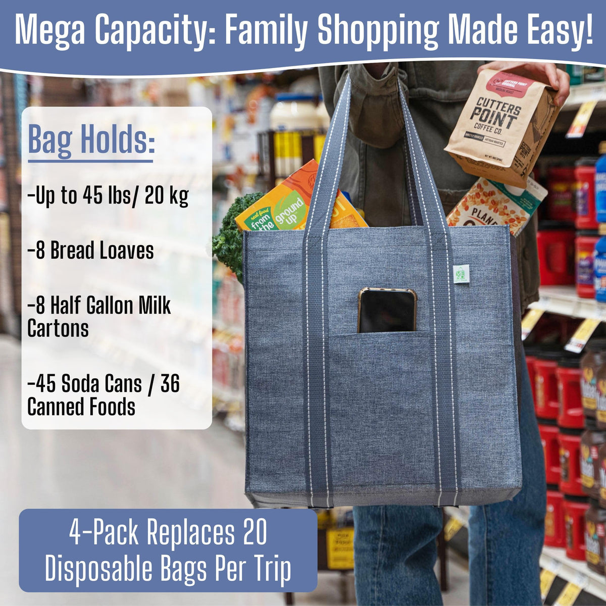 VENO bags fold flat for compact storage when not in use.