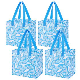 VENO four-pack reusable bags with hard bottom stand for upright grocery loading.