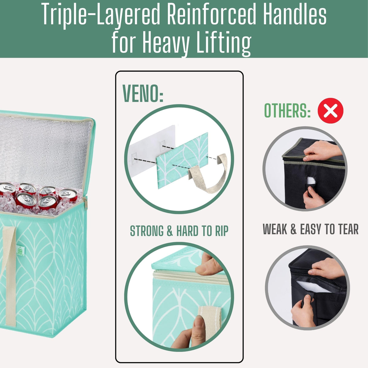 VENO insulated cooler bag carrying meals during delivery