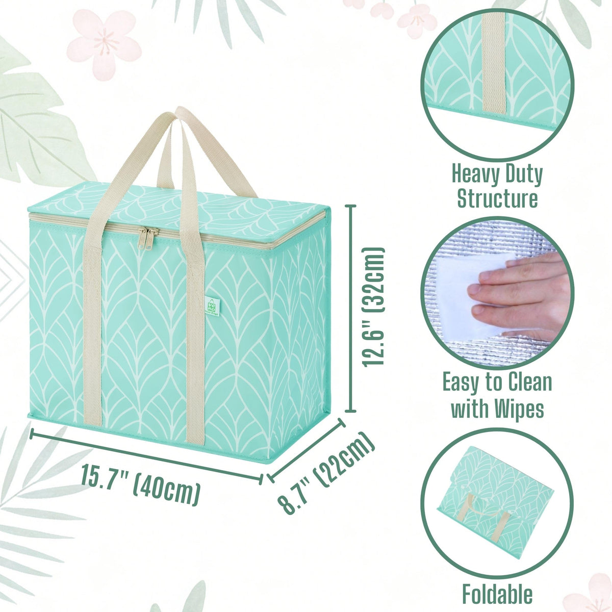 VENO insulated cooler bag durable handles for easy grocery transport