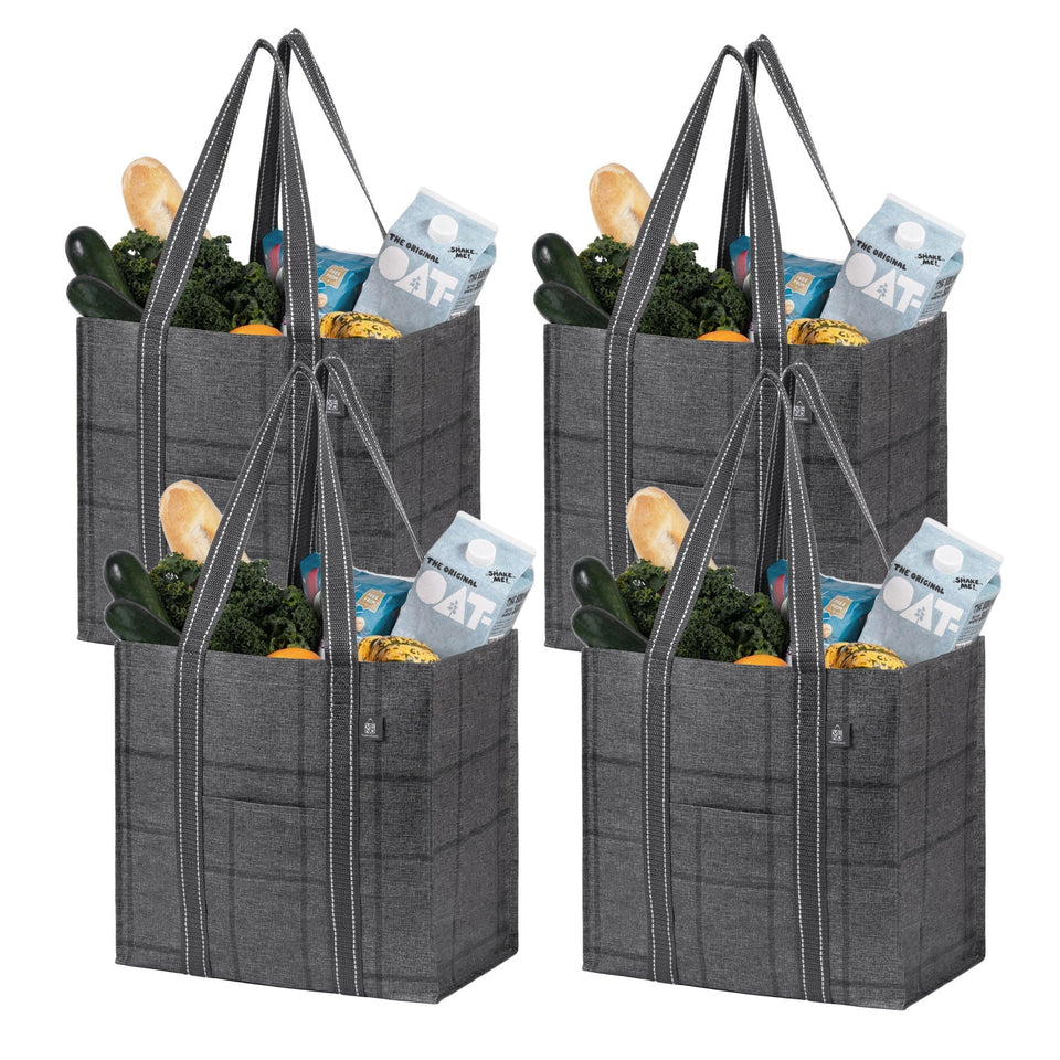 VENO Windowpane 4Pack bags front view showing large capacity for groceries.