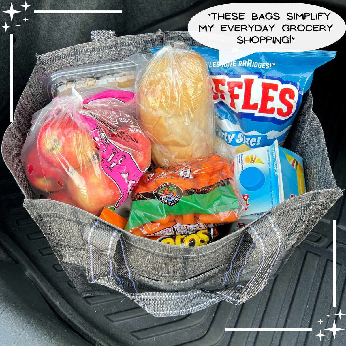 VENO Windowpane 4Pack bags ideal for groceries, picnics, or beach trips.