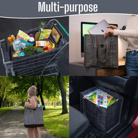 VENO Windowpane 4Pack bags open top reveal spacious interior for shopping.