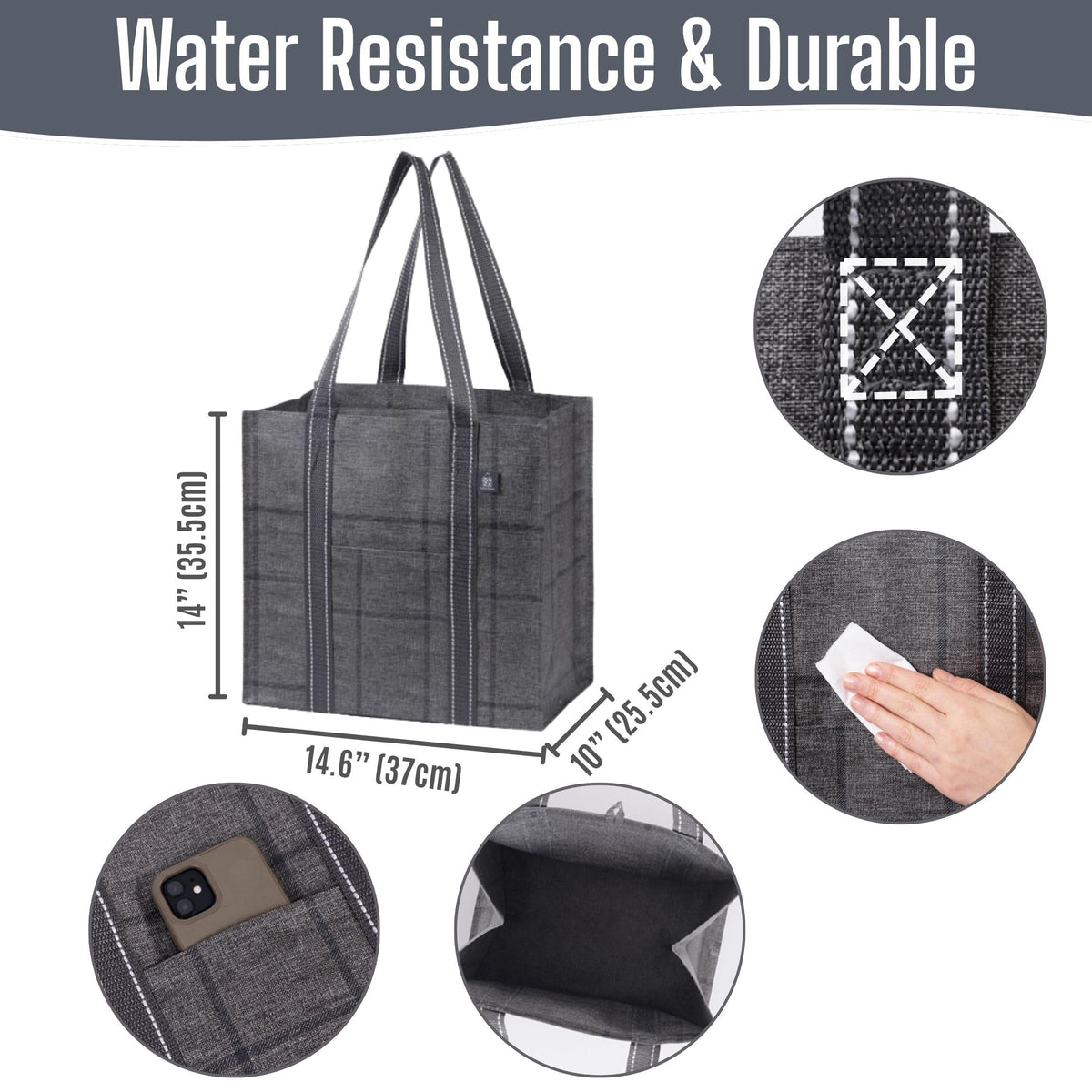 VENO Windowpane 4Pack bags with straight handles for comfortable carrying.