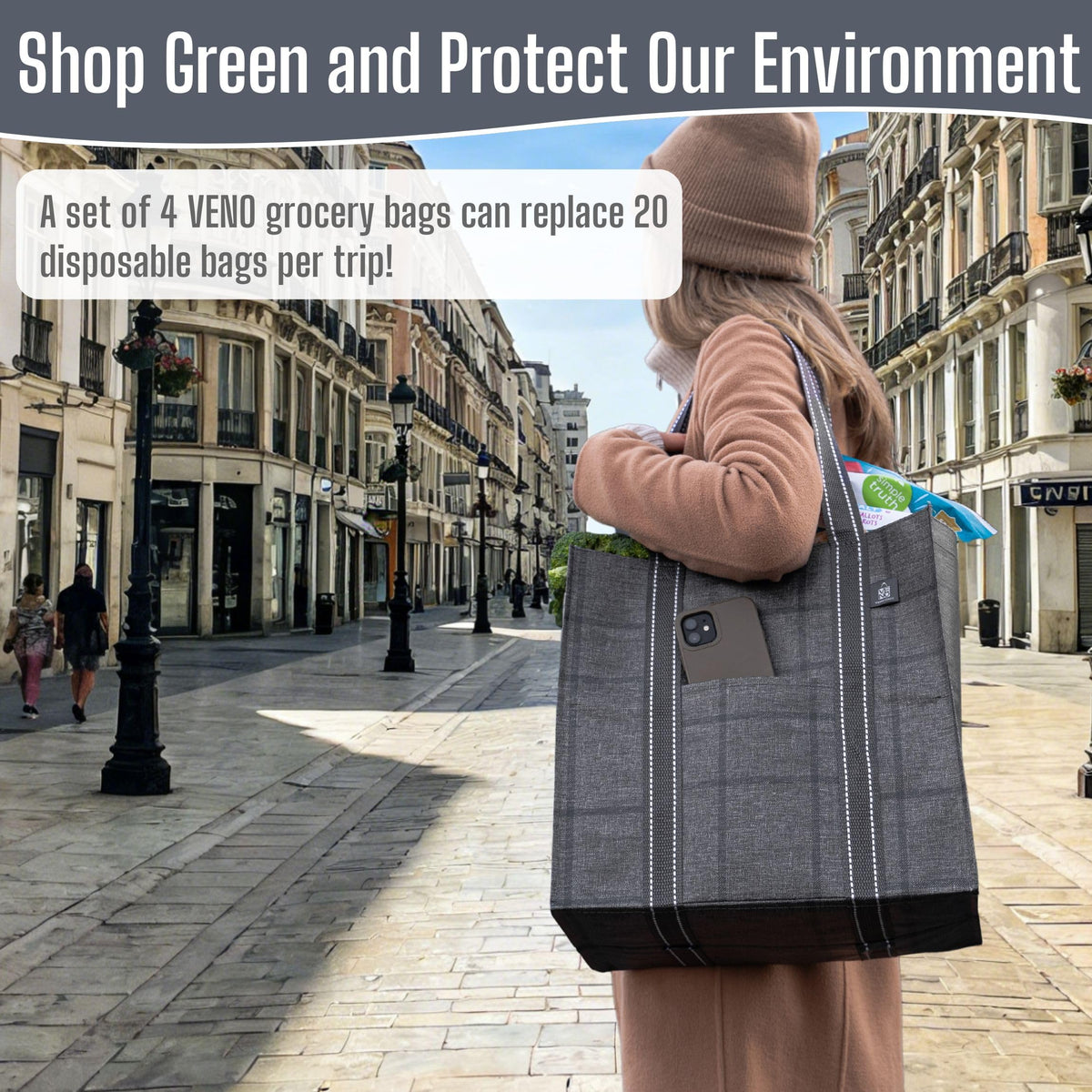 VENO Windowpane 4Pack bags water-resistant material protects contents.