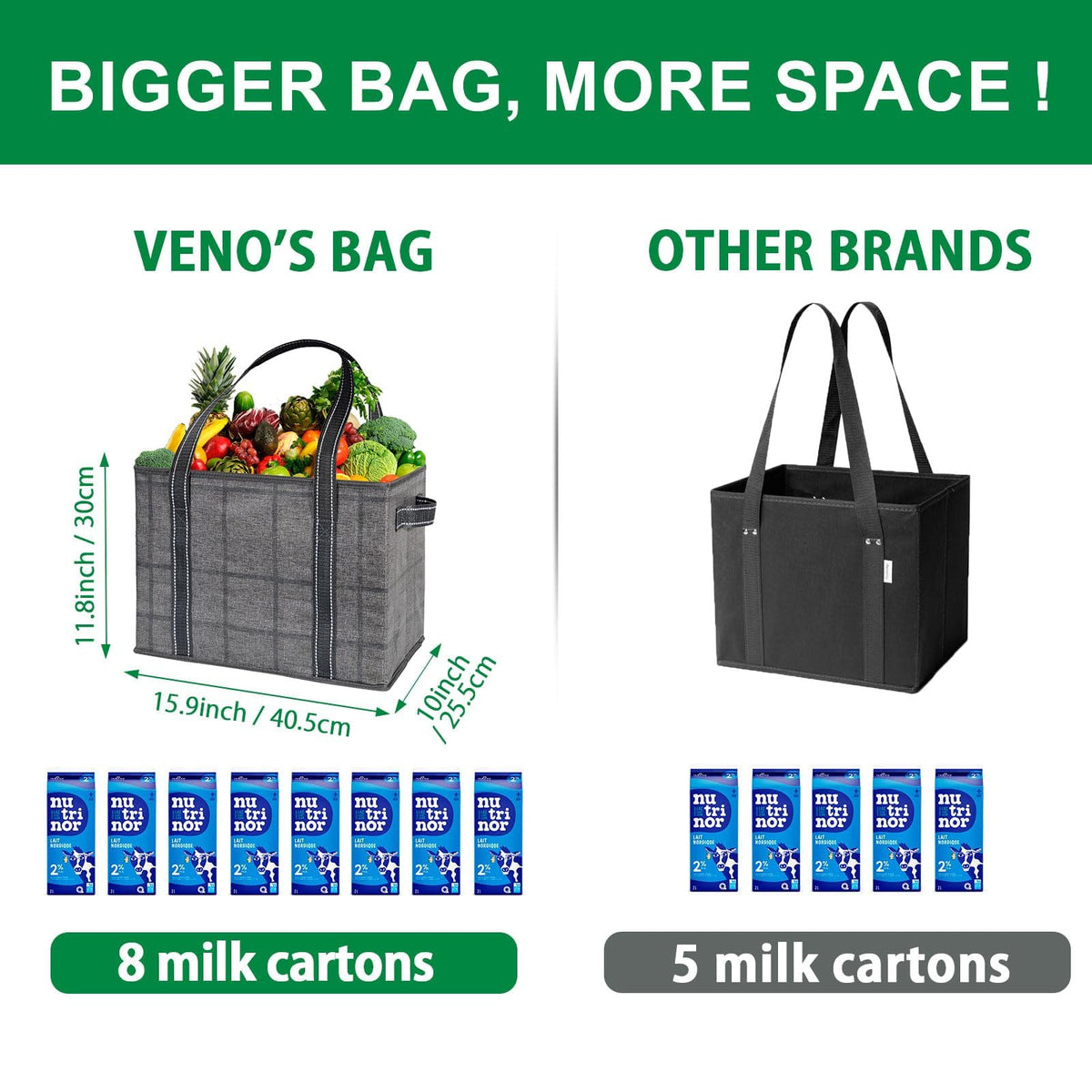 VENO Windowpane bags double as cart or trunk organizers.