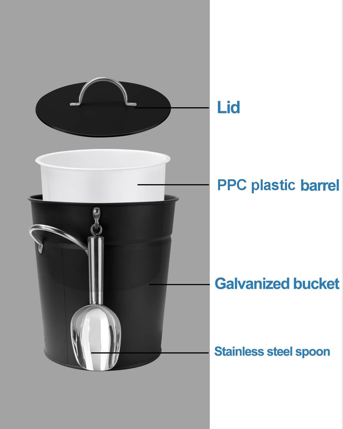 vensovo double insulated ice bucket shows outer and inner layers