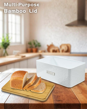 Vensovo farmhouse kitchen style blends white metal with bamboo for warm, timeless decor.
