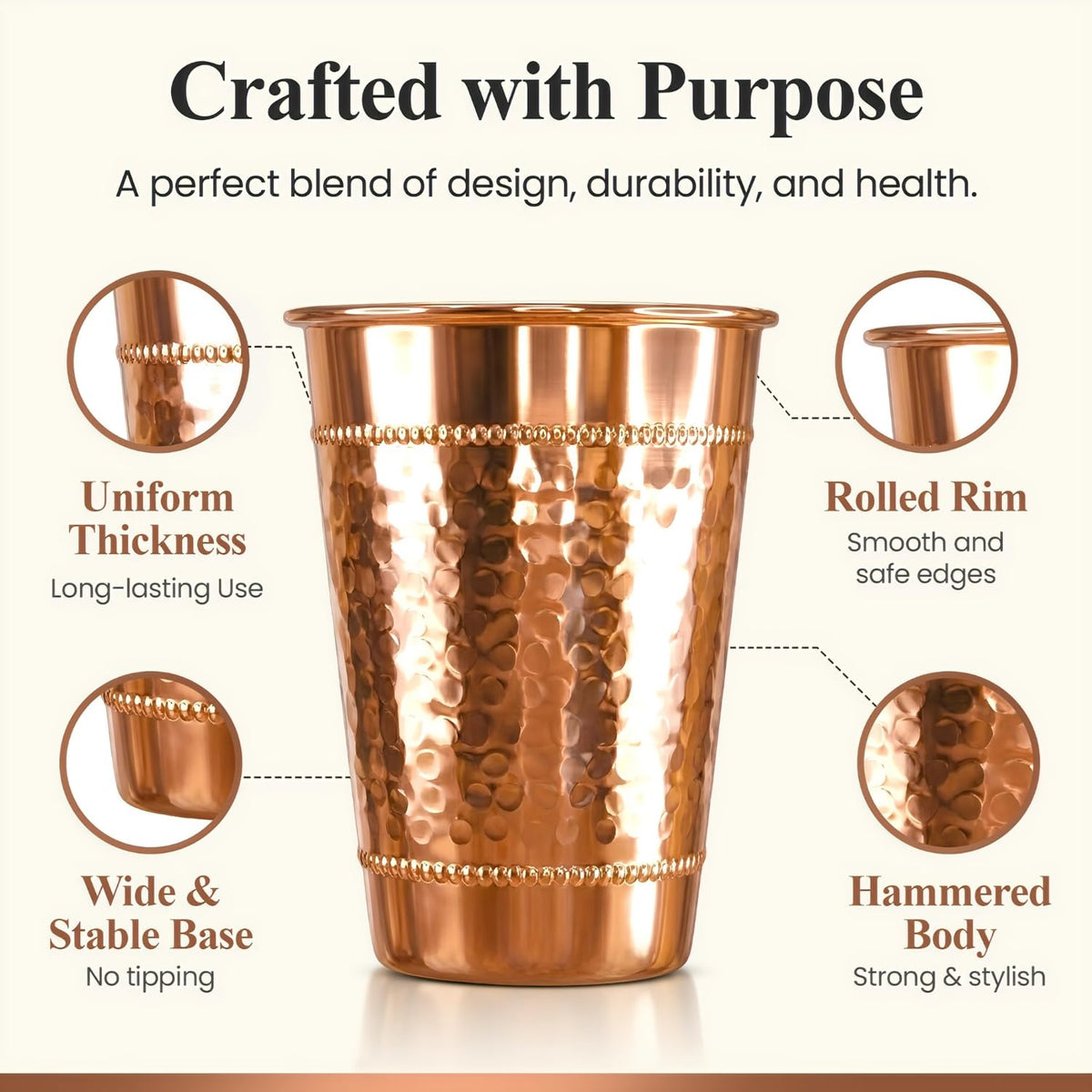 Vensure durable copper construction preserves taste and style.