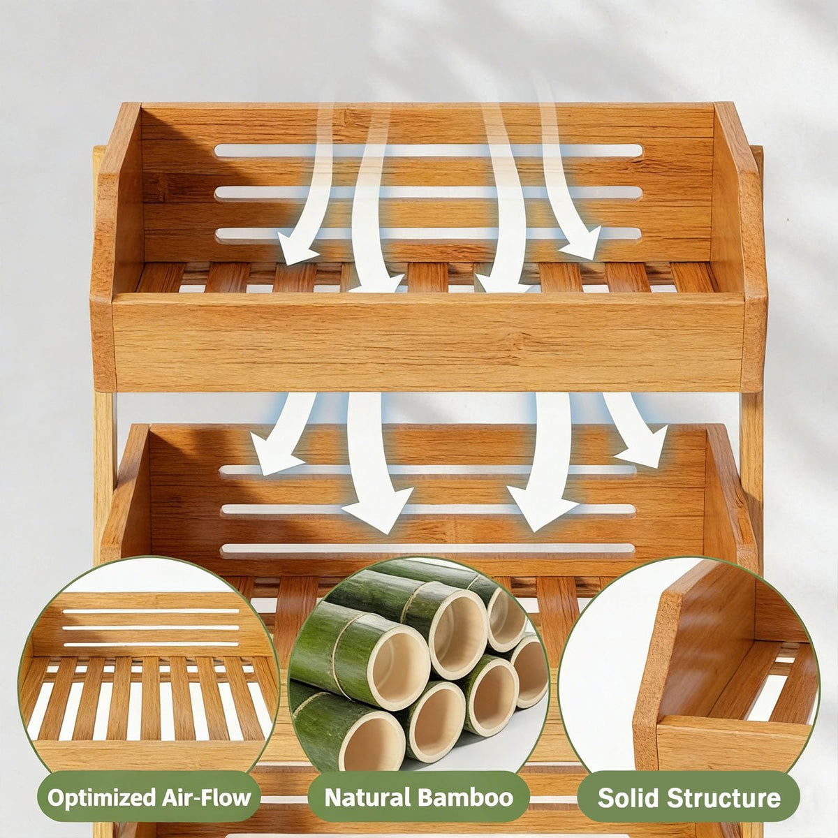 Ventilated shelves promote airflow, reducing moisture buildup around fresh fruits.