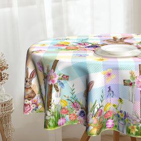 VentuCoven rabbit-pattern tablecloth 60in ideal for Easter gatherings and family meals