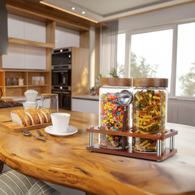 Venuekkuri clear glass design enhances visibility of pantry staples.