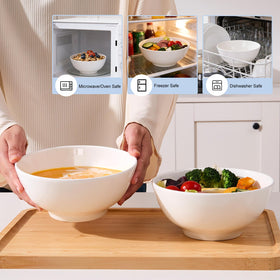 VENVENWEAVS white ceramic bowl shows smooth rim and non-slip base for safer dining.