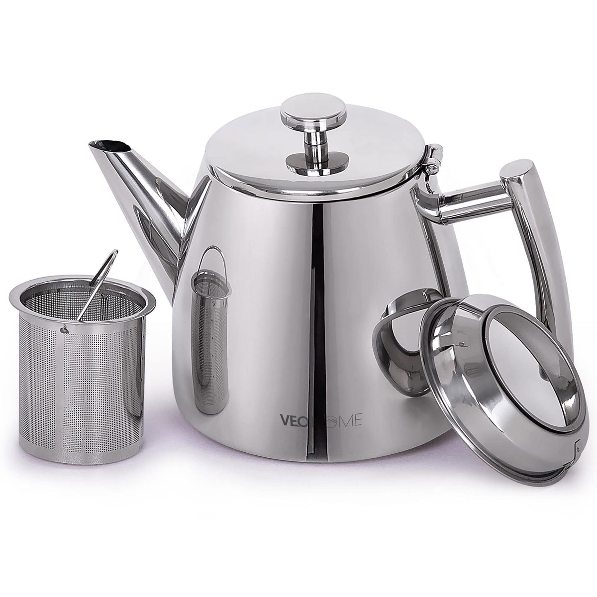 VeoHome tea pot with diffuser for clean, flavorful loose leaf brewing.