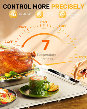 VEPOKA warming tray with roll-up design for easy storage and portability