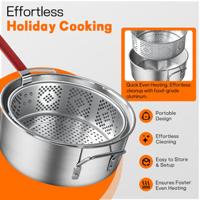 Veralune 10QT fryer basket with perforations for efficient oil drainage