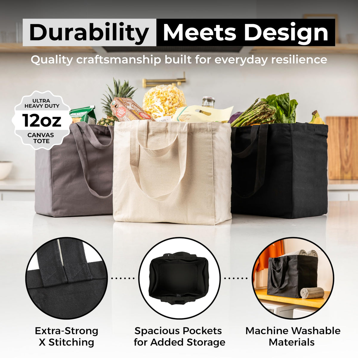 VeraMia 100% natural cotton bag is machine washable