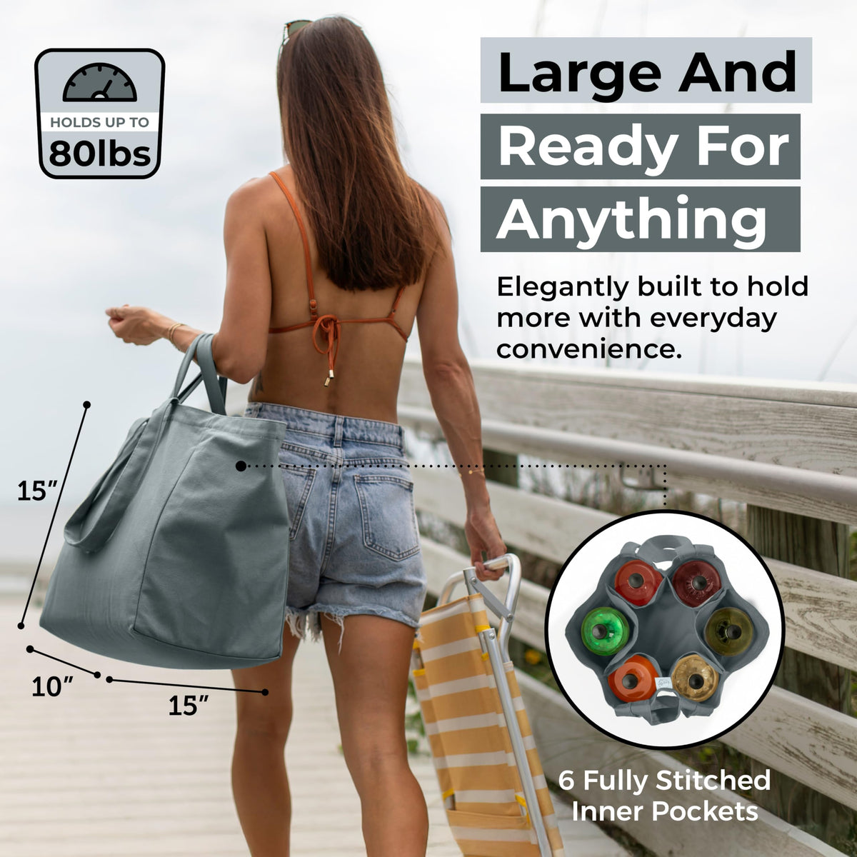 VeraMia heavy-duty canvas bag exemplifies 80lb capacity for bulky groceries.