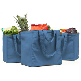 VeraMia canvas grocery bag 3pc set with real pockets for organized shopping.