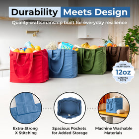 VeraMia tote demonstrating 80lb capacity for heavy grocery loads.