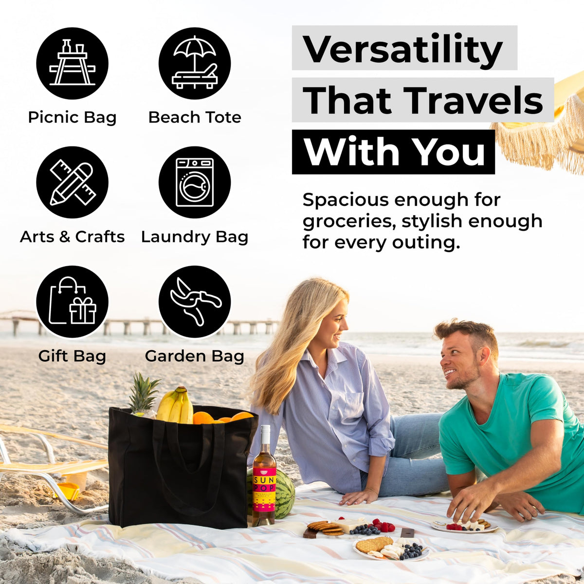 VeraMia bag measures 15x15x10 inches for ample interior space