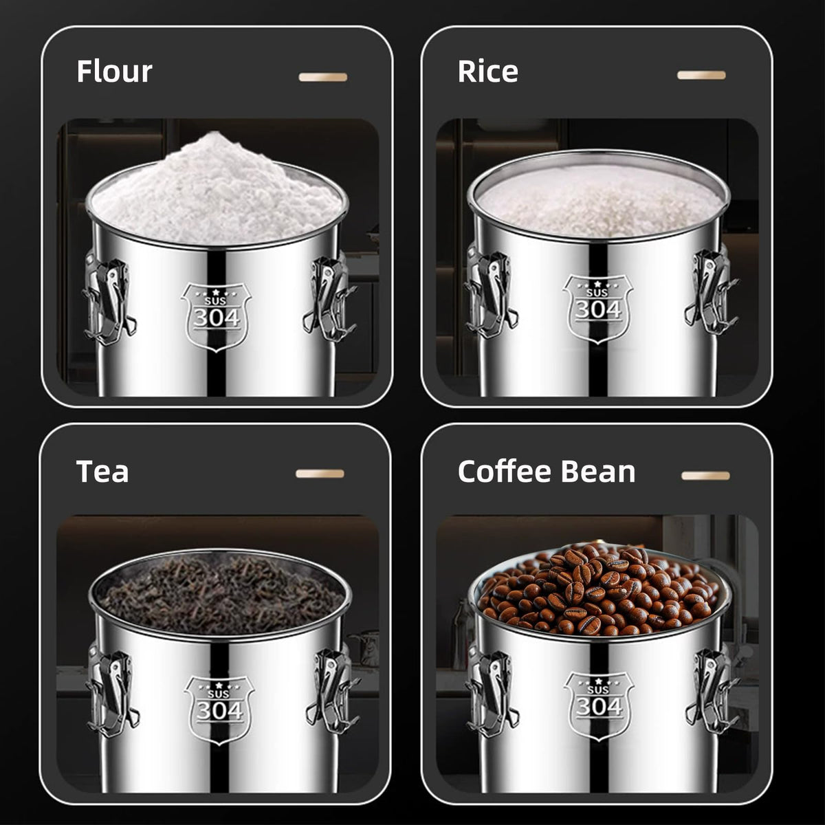 Verdeho pantry organizer keeps sugar, cereal, and other dry goods neatly sorted.