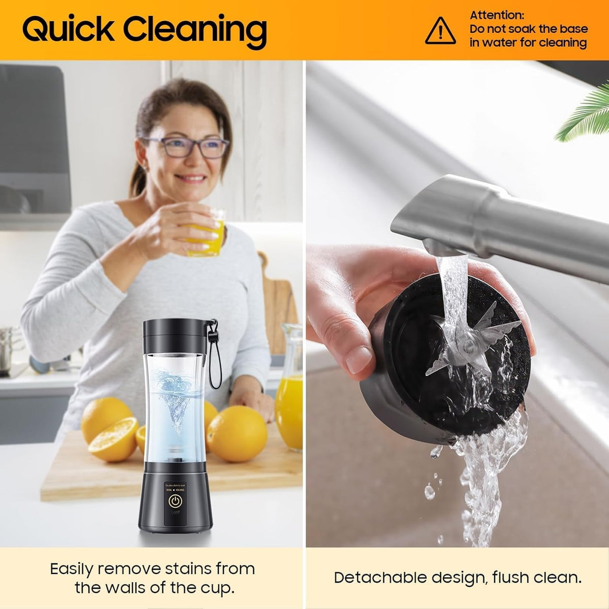 VerdeHome easy-cleaning mini blender with quick rinse after use