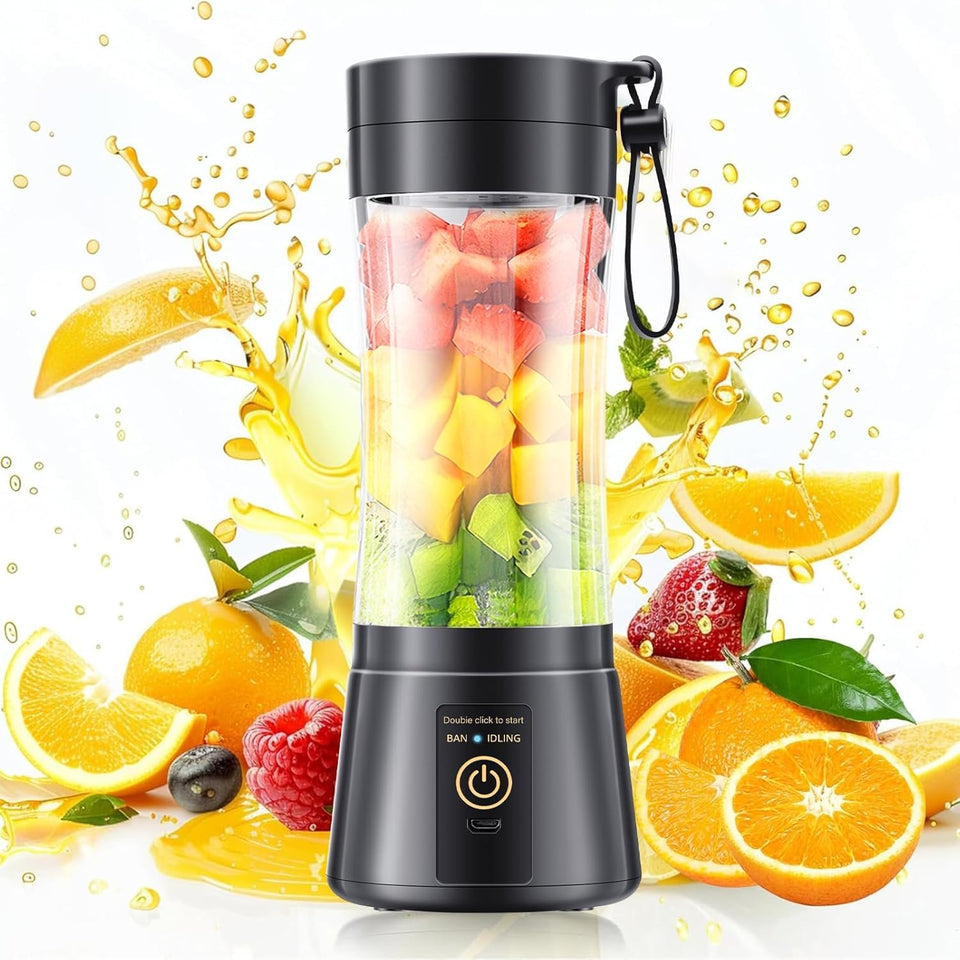 VerdeHome portable blender in action, cordless USB power for quick smoothies anywhere