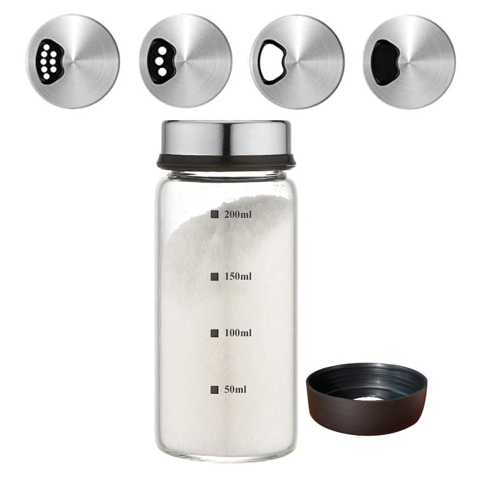 Verdental 7 oz salt pepper shaker in clear glass for quick refills and visibility.
