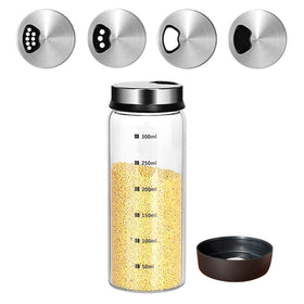 Verdental salt pepper shaker in clear glass shows contents for easy refills