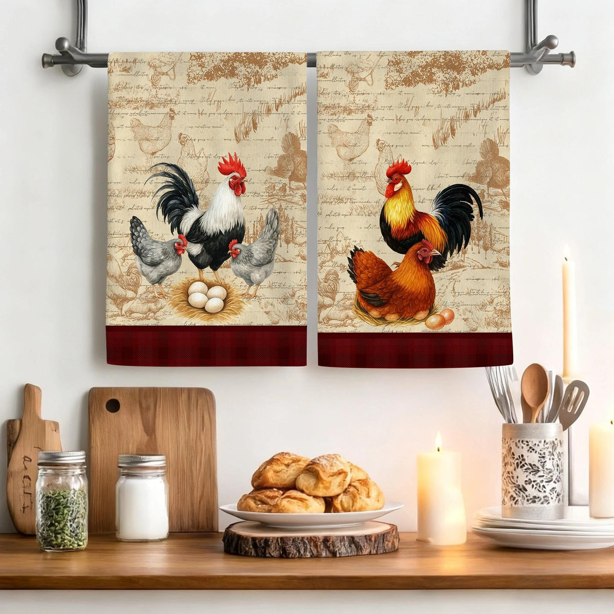 Verdiqor chicken kitchen towel, highly absorbent for quick dish drying.