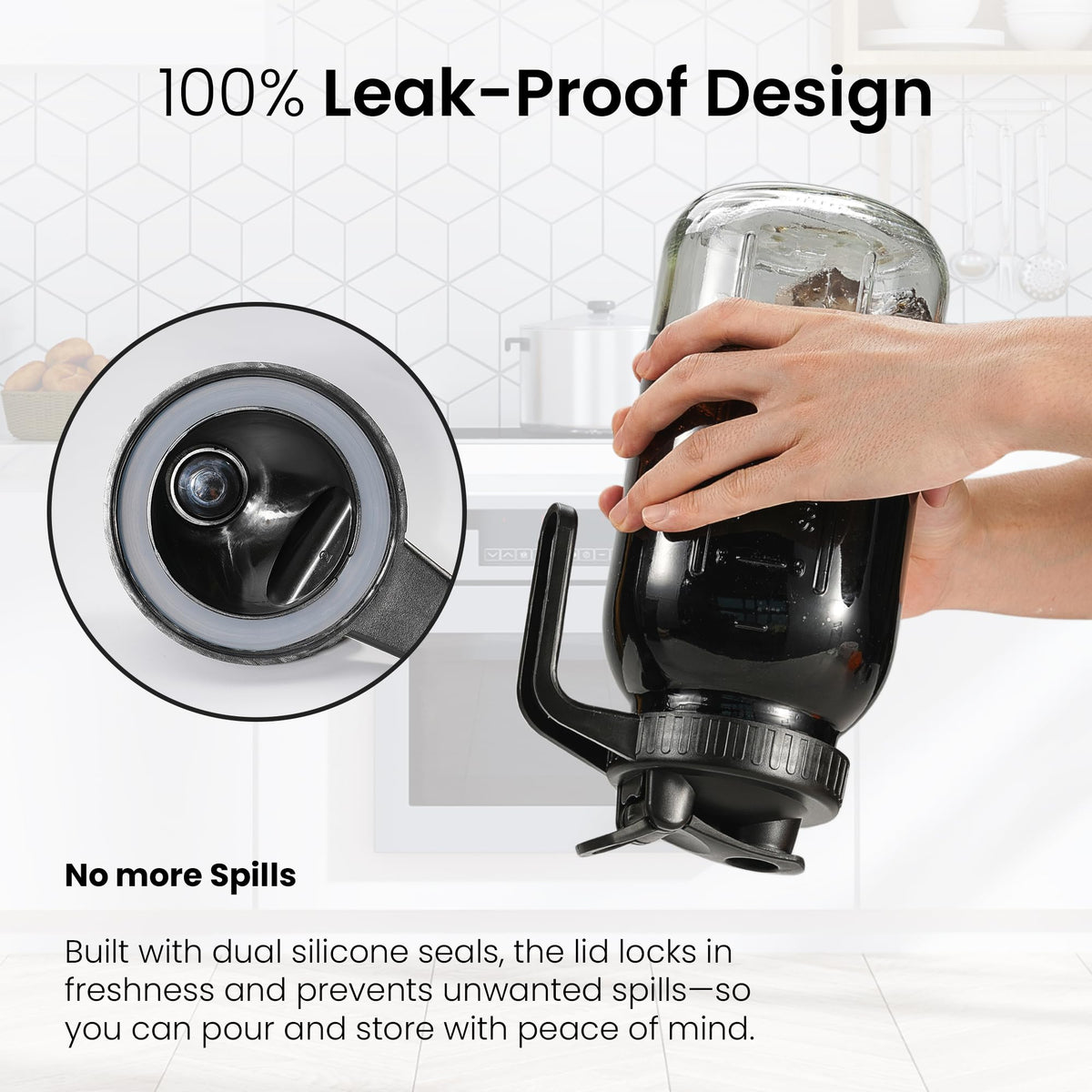 Veri Beond wide-mouth opening for easy filling and thorough cleaning.