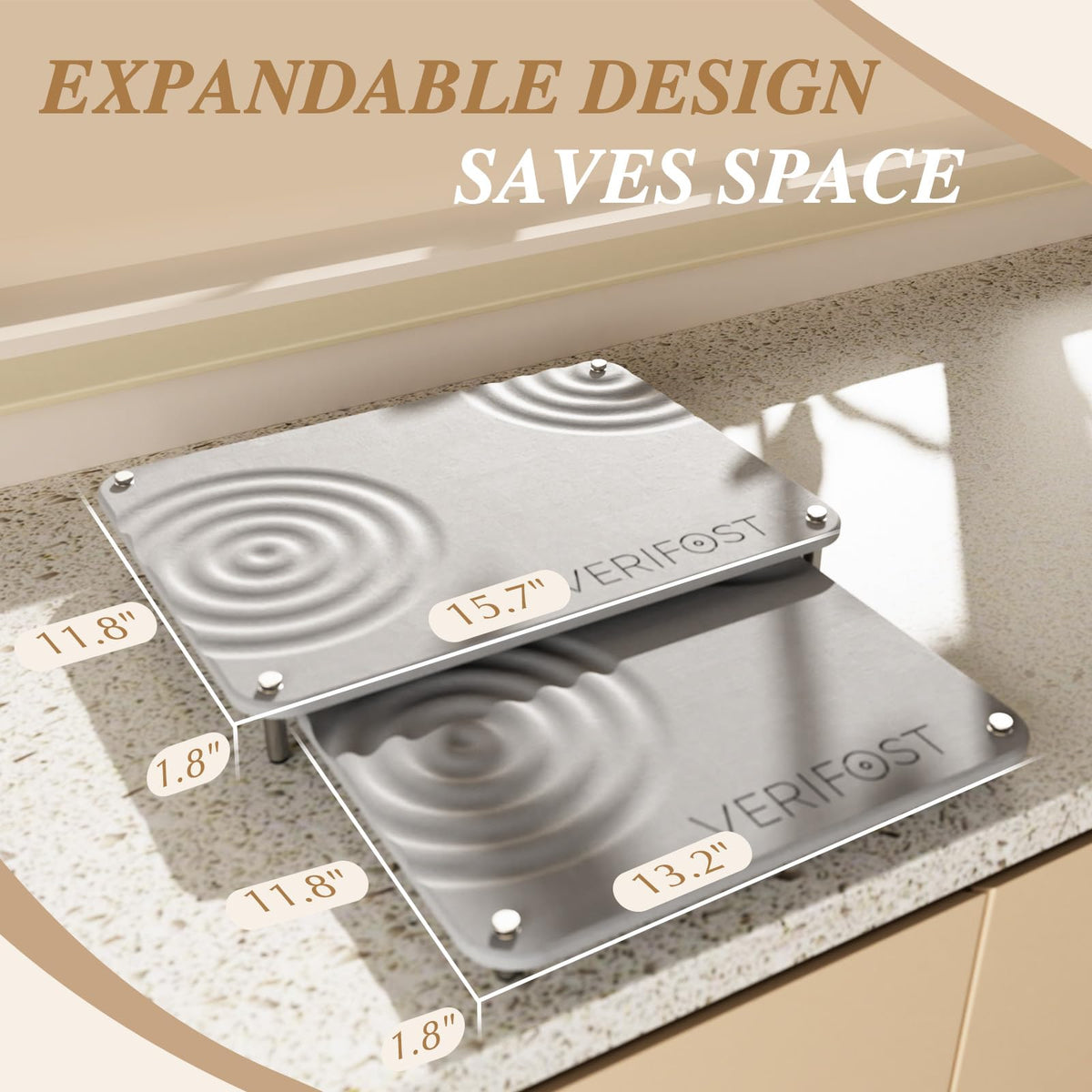 VERIFOST diatomaceous earth mat uses natural material for safe kitchen drying.