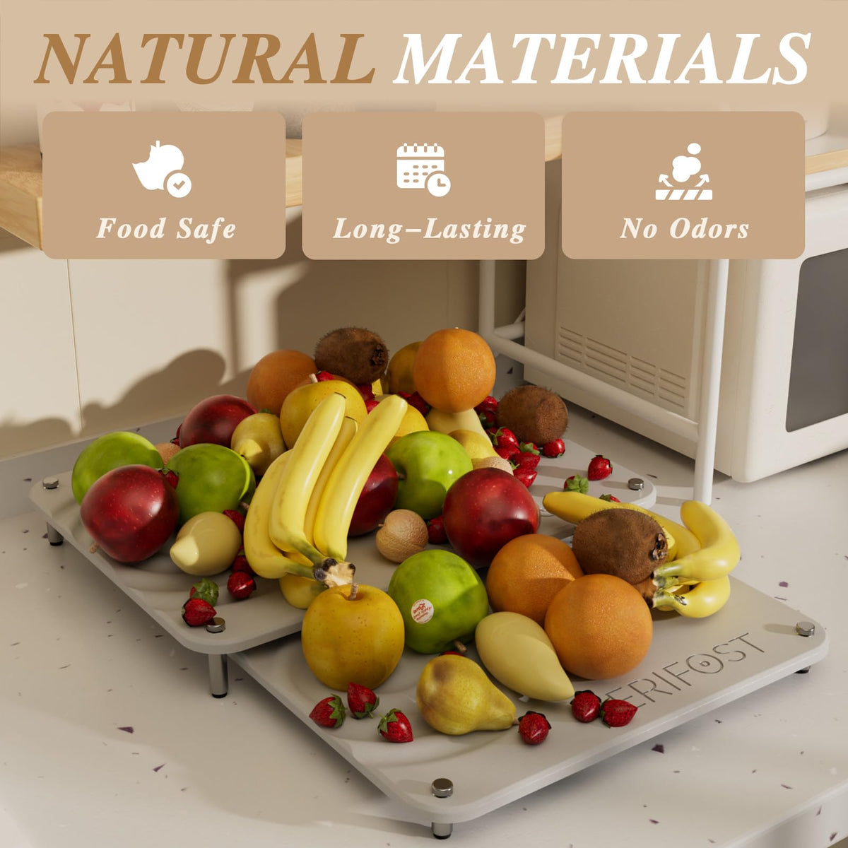 VERIFOST non-slip feet keep the mat stable and protect counters.