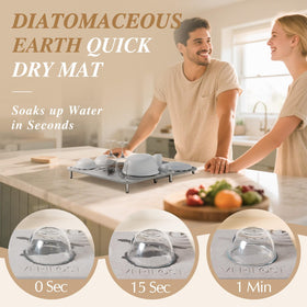 VERIFOST two-piece nesting mat saving counter space during dish drying.