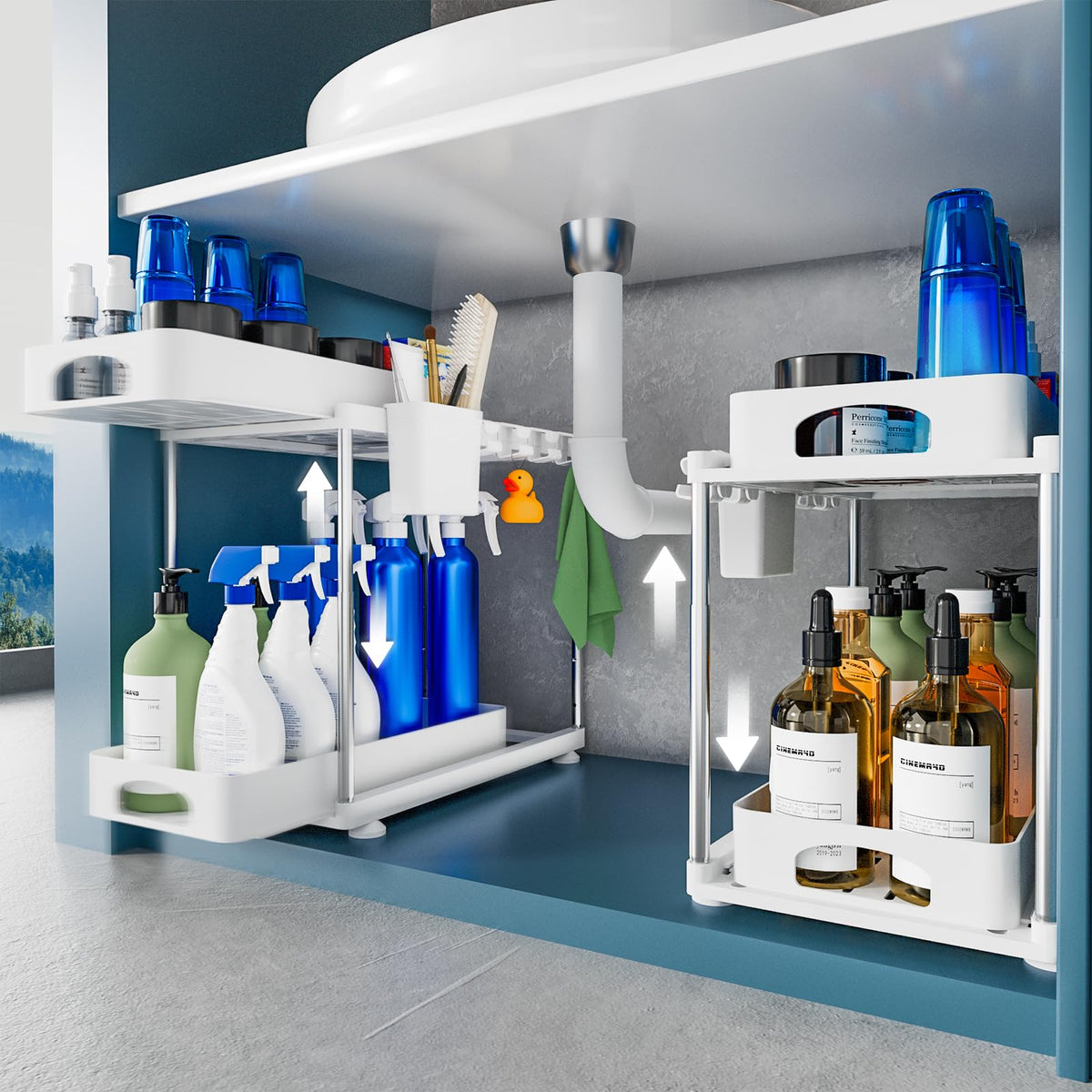 VERIFOST under-sink organizer with thickened ABS material for durable storage