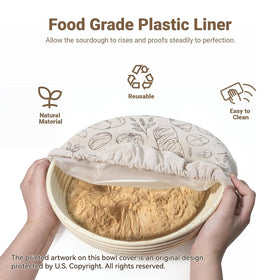 Verigud bread bowl cover protects against dust and helps maintain humidity during proofing.