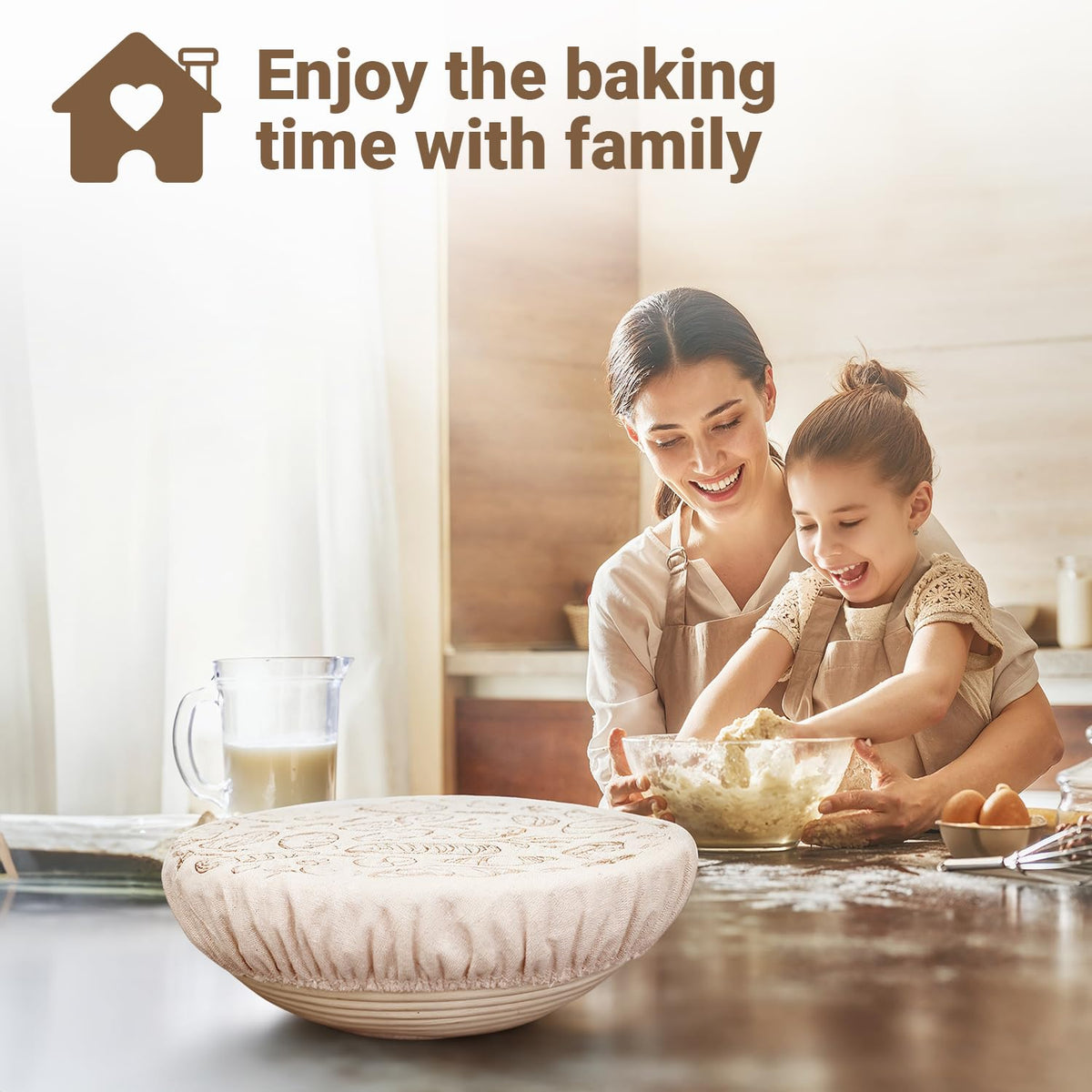 Verigud bread proofing cover in use over a bowl supports even rise.