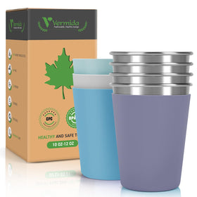 Vermida 12oz kids cups with silicone sleeves provide a secure grip for little hands.