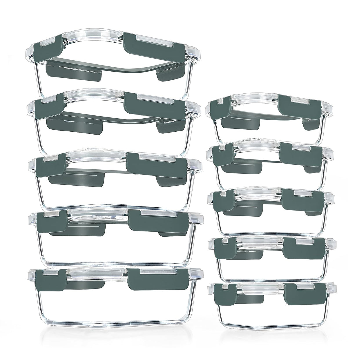 VERONES 10-pack glass meal prep containers for organized weekly meals.