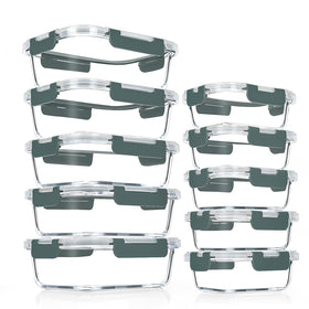 VERONES 10-pack glass meal prep containers for organized weekly meals.