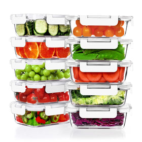VERONES 10-pack 22oz glass lunch containers ideal for meal prep and on-the-go meals