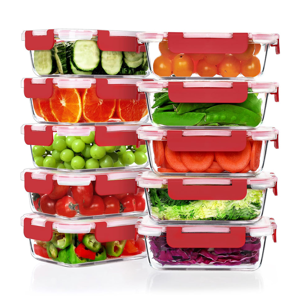 VERONES 10-pack glass lunch containers for fresh, organized meals on the go.