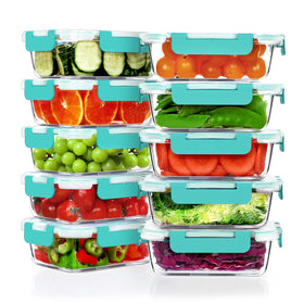 VERONES 10-pack glass meal prep containers for organized lunch portions.
