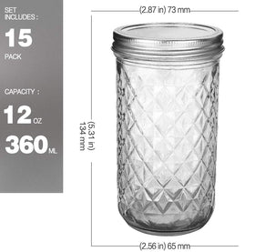 12oz VERONES mason jar with lids for kitchen organization and reuse