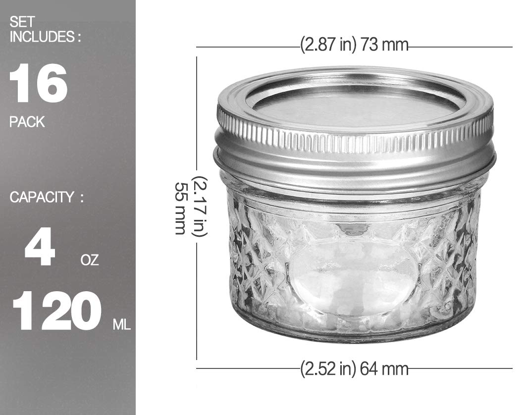 VERONES 16-pack jars with silver lids ideal for canning and gifting