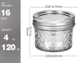 VERONES 16-pack jars with silver lids ideal for canning and gifting