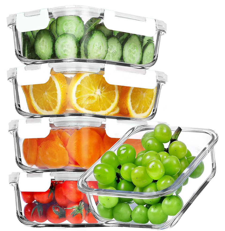 VERONES 36oz glass lunch containers set for meal prep and portion control.